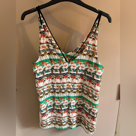 Topshop retro tropical print summer cami top with double strap detail. Size UK10 - Picture 2 of 2